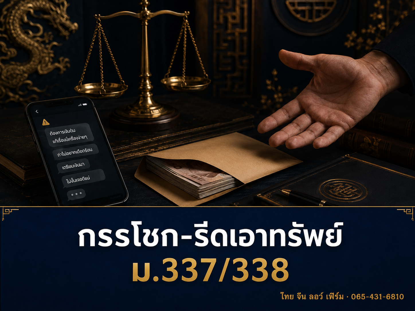 ถูกข่มขู่เรียกเงิน กรรโชก vs รีดเอาทรัพย์ ม.337/338