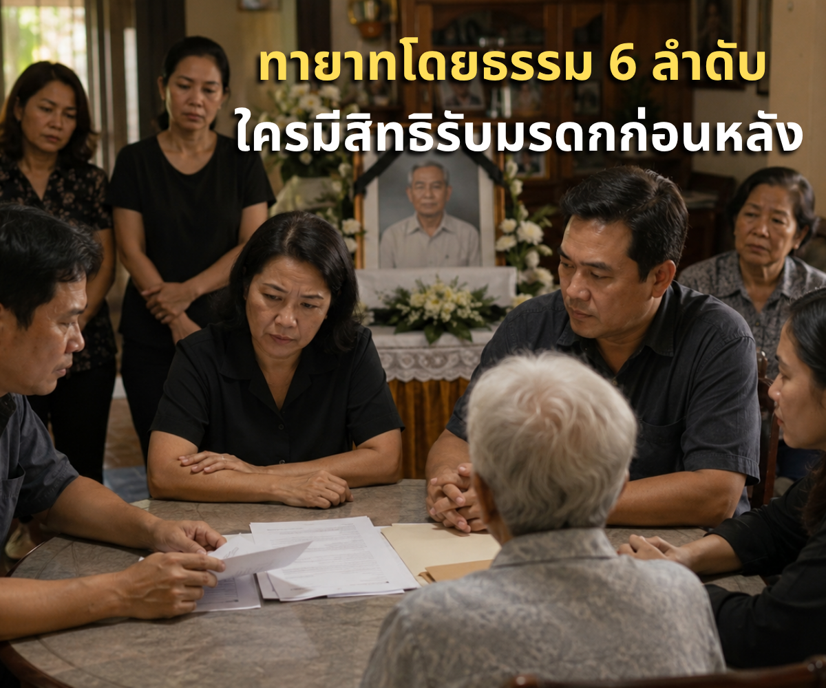 ทายาทโดยธรรม 6 ลำดับ ใครมีสิทธิรับมรดกก่อนหลัง